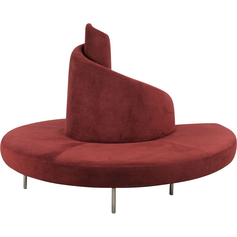 Vintage crimson Tatlin sofa by Mario Cananzi and Roberto Semprini for Edra, Italy 1990s