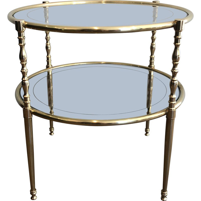 Vintage Tripartite brass and glass coffee table, 1970