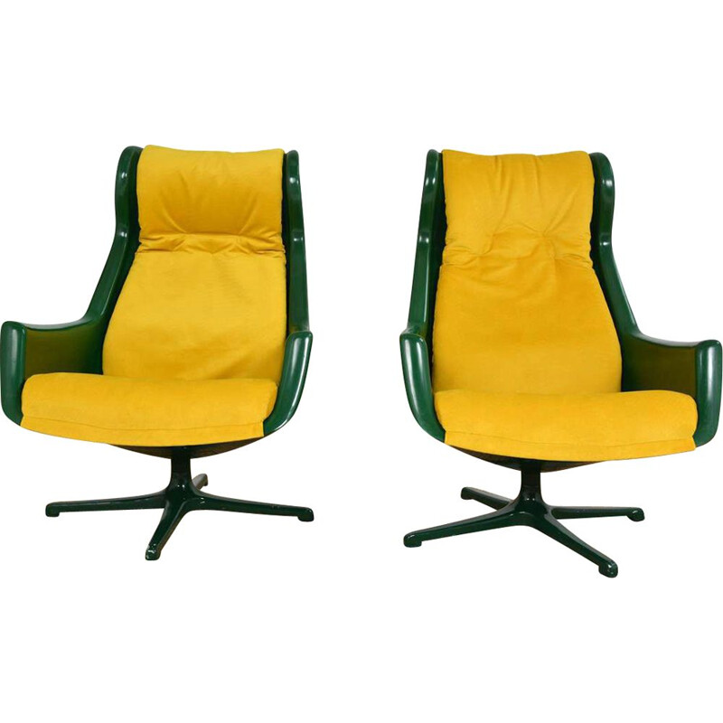Pair of vintage "Space Age" swivel armchairs by Alf Svensson and Yngve Sandström for Dux, Sweden
