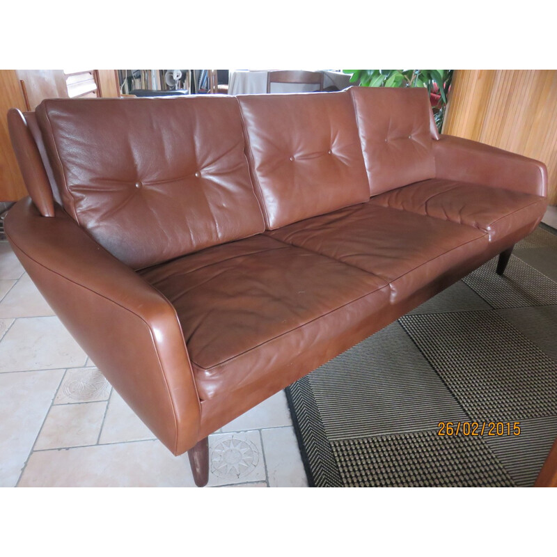Danish sofa 3 seater in leather - 1960s