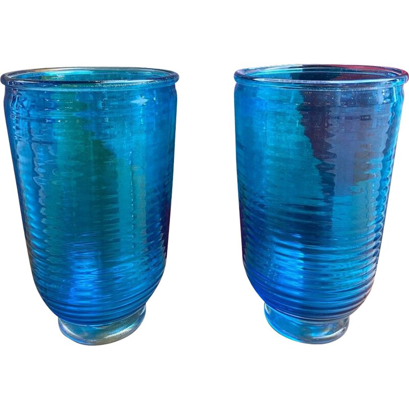 Pair of vintage Murano glass vases by Alberto Dona, 1980