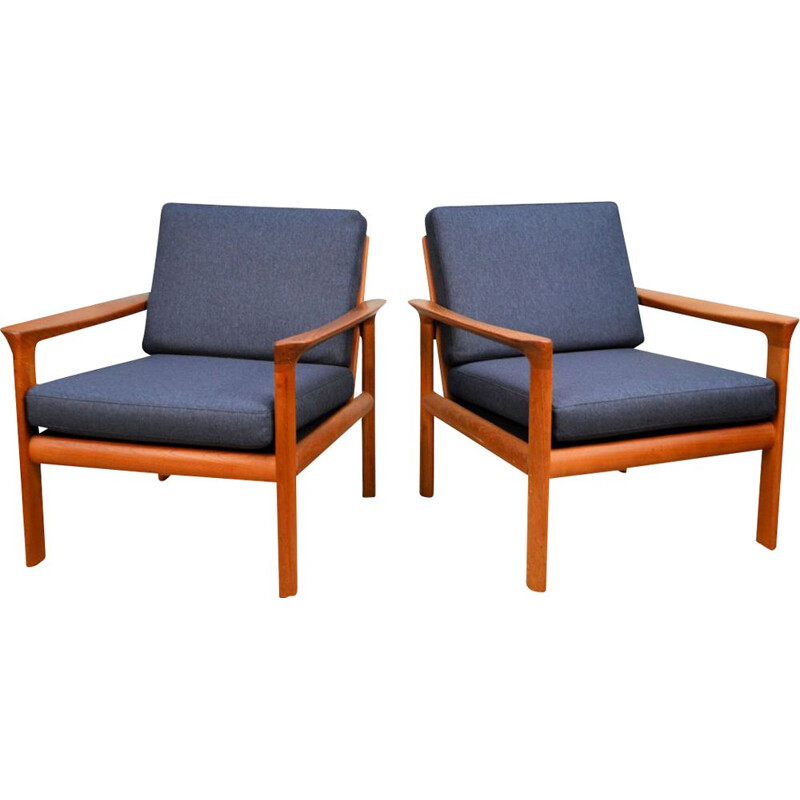 Pair of vintage Danish teak armchairs by Sven Ellekaer for Komfort