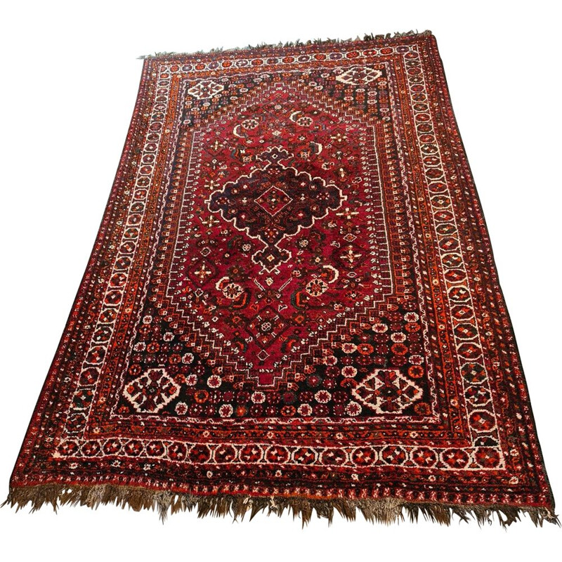 Tapis noué à la main vintage en laine Shiraz