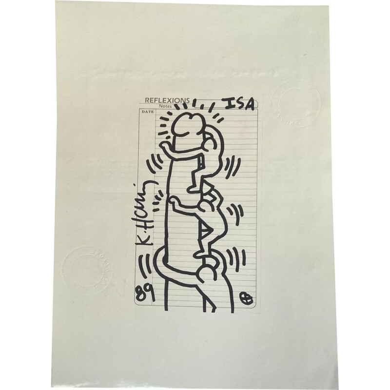 Tableau vintage "Isa" par Keith Haring, 1989