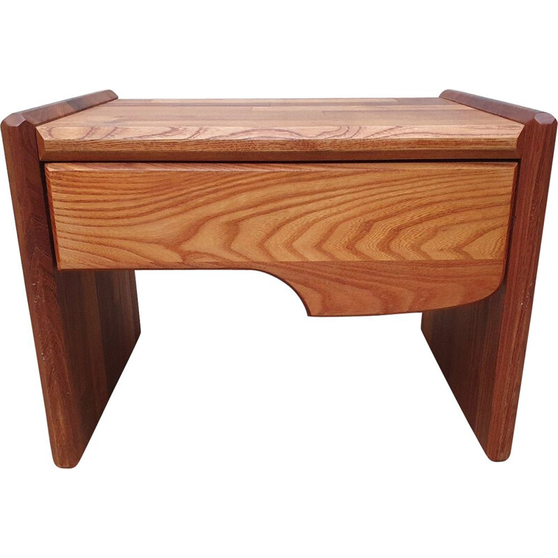 Vintage elmwood night stand by Pierre Chapo for Regain, 1972