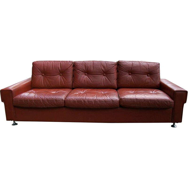 Vintage Danish 3- seater sofa in leather, 1970