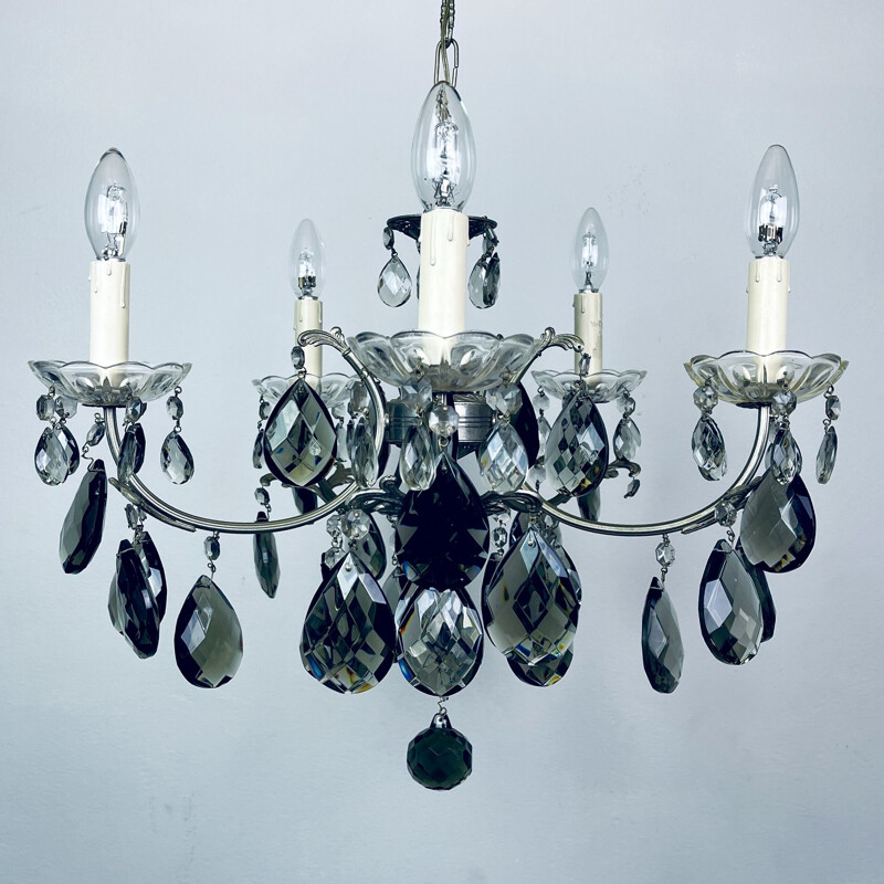 Mid-century black crystal chandelier, Italy 1960s