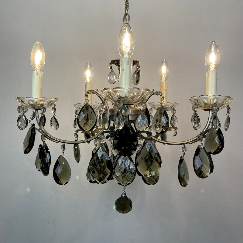 Mid-century black crystal chandelier, Italy 1960s