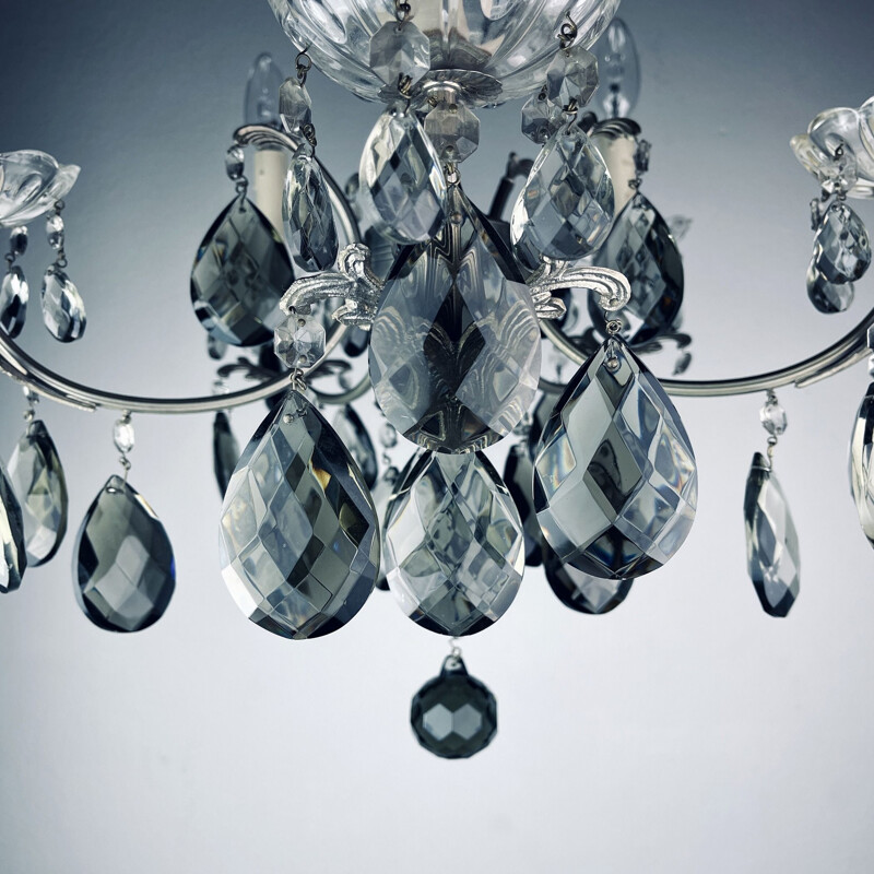 Mid-century black crystal chandelier, Italy 1960s