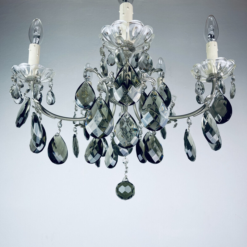 Mid-century black crystal chandelier, Italy 1960s