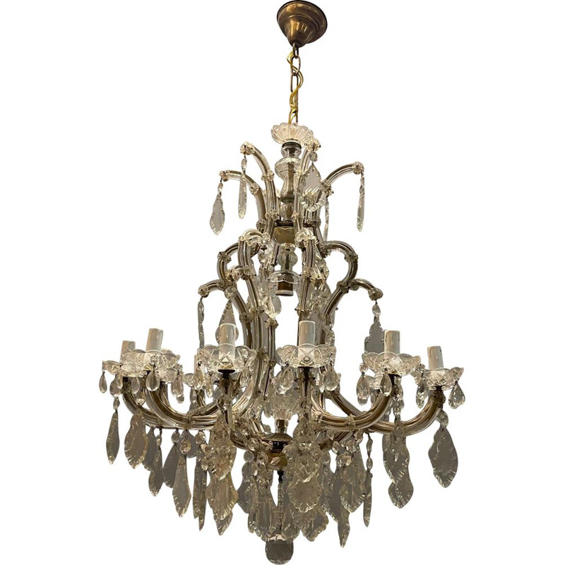 Italian vintage Murano crystal chandelier, 1950s