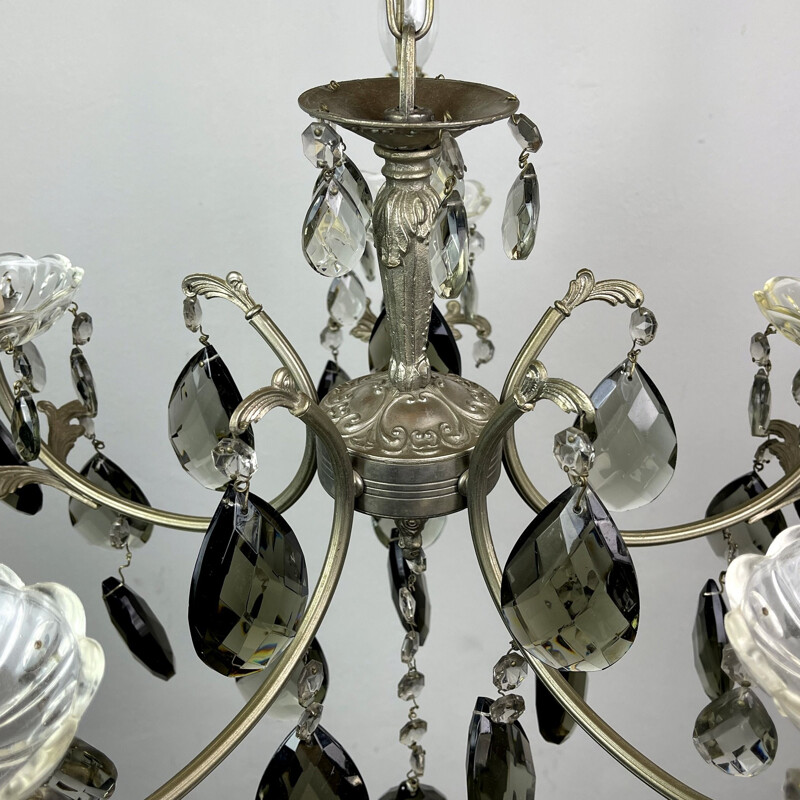 Mid-century black crystal chandelier, Italy 1960s