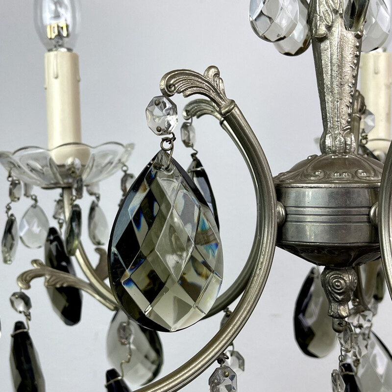 Mid-century black crystal chandelier, Italy 1960s