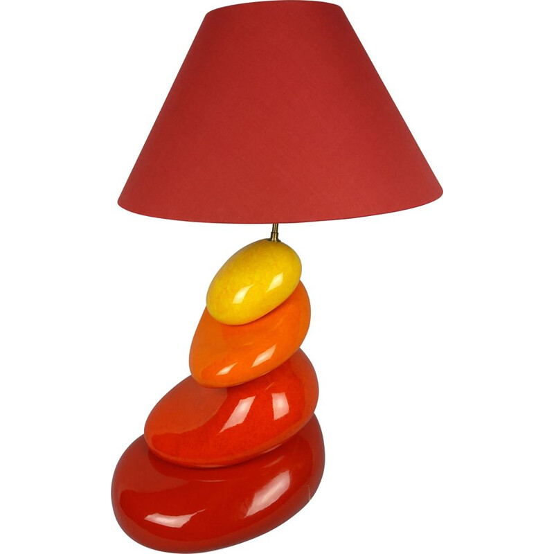 Vintage lamp with 4 pebbles by François Chatain, 1980