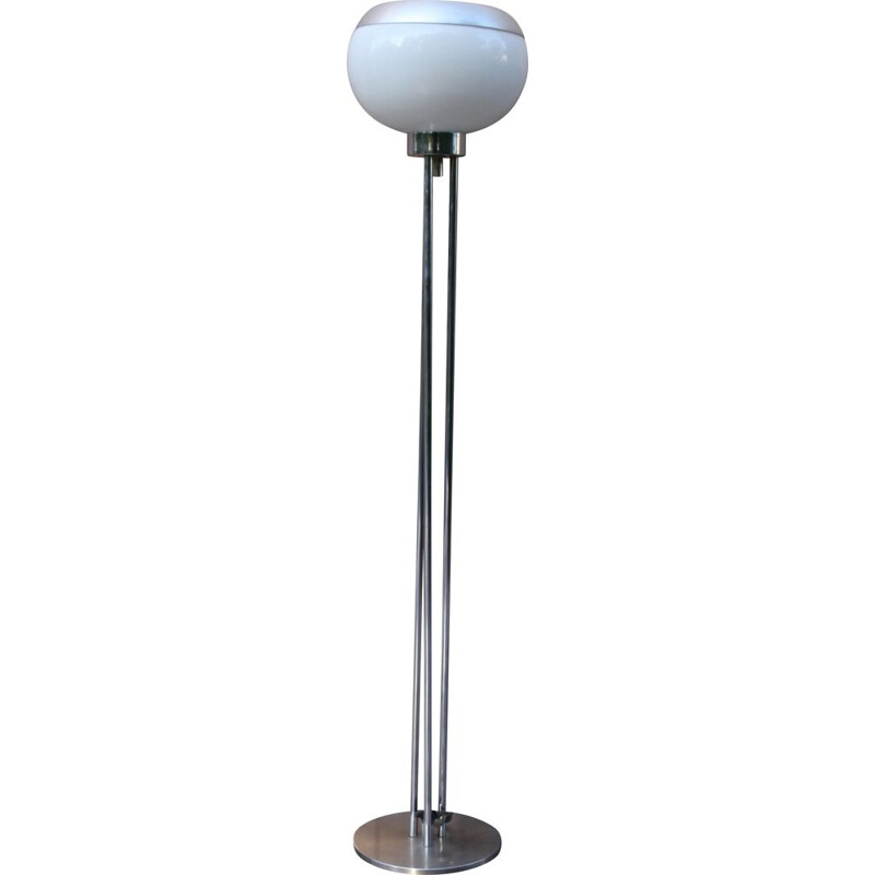 Vintage opaline and chrome metal floor lamp, 1970