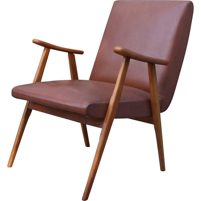 Vintage boomerang armchair in skai