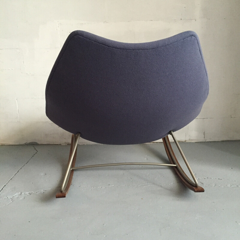 F595" Cadeira de baloiço Artifort em tecido azul e aço por Geoffrey HARCOURT - 1960