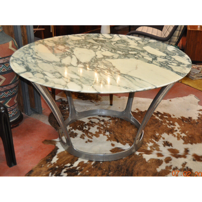 Table à repas en marbre "Calacata", Michel CHARRON - années 70
