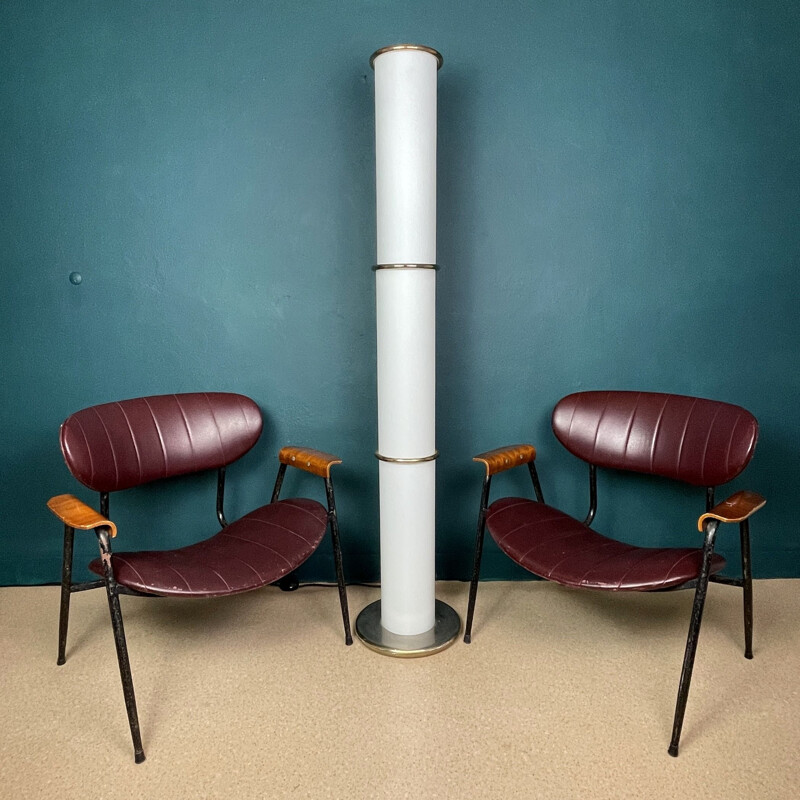 Vintage floor lamp in white opaline glass, Italy 1970