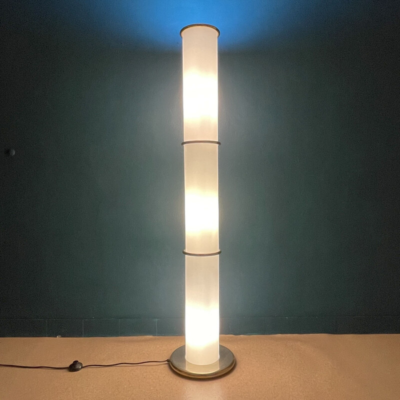 Vintage floor lamp in white opaline glass, Italy 1970