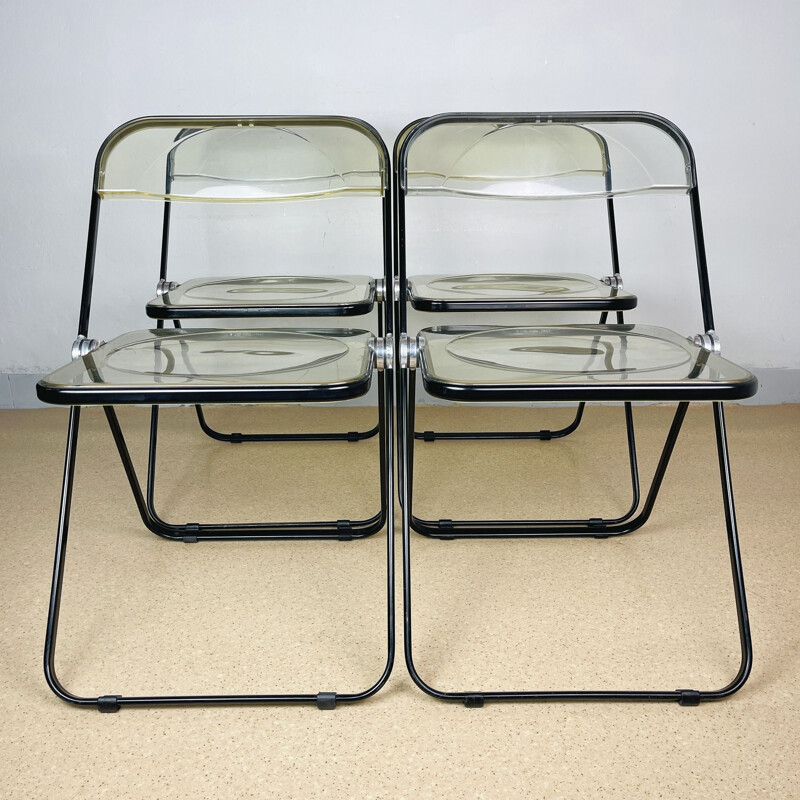 Set of 4 vintage folding chairs by Giancarlo Piretti for Castelli, Italy 1970