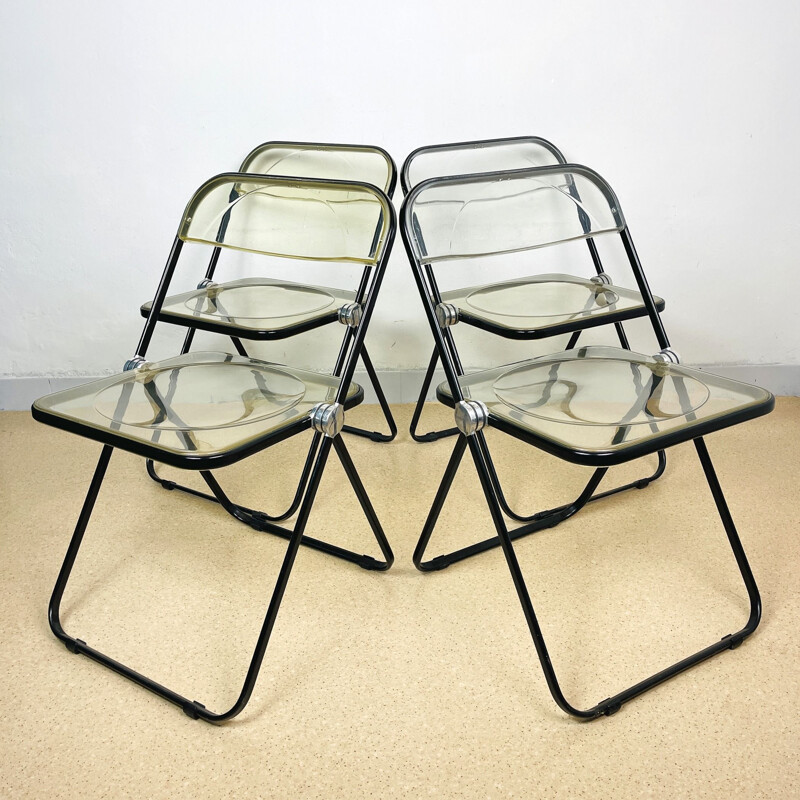 Ensemble de 4 chaises vintage pliantes par Giancarlo Piretti pour Castelli, Italie 1970