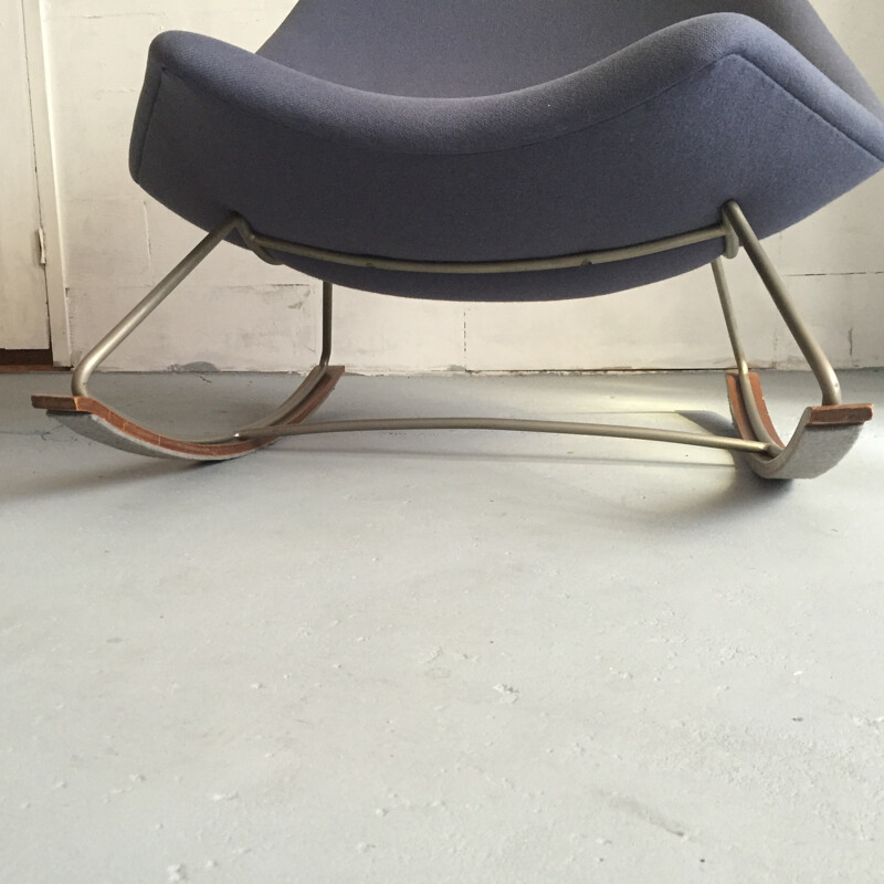 "F595" rocking chair in blue fabric and steel by Geoffrey HARCOURT for Artifort - 1960s