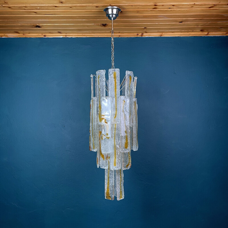 Lampadario vintage in vetro di Murano per Mazzega, Italia 1970