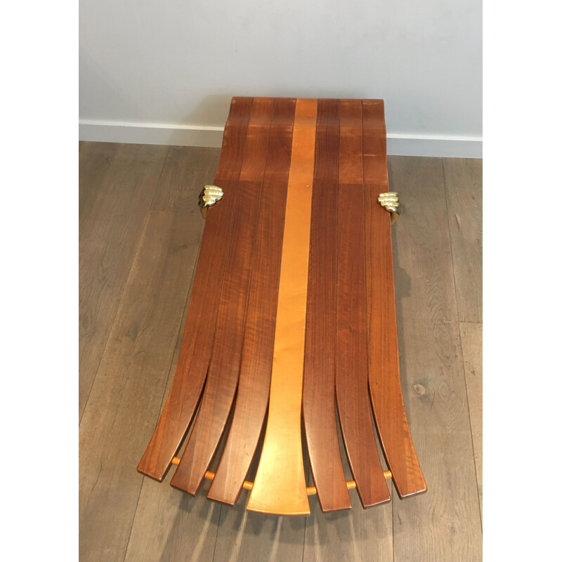 Vintage dik houten salontafel, 1970