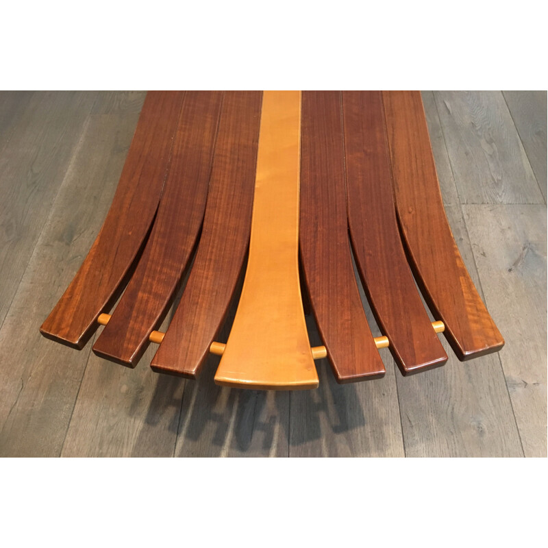 Table basse vintage en bois épais, 1970