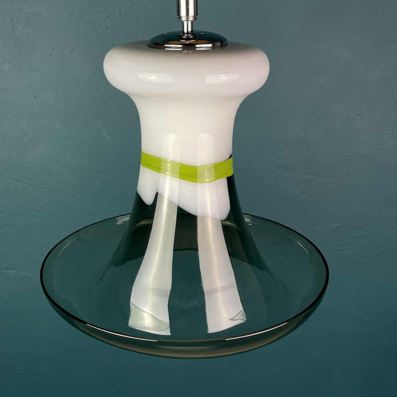 Lámpara de suspensión vintage de cristal de Murano, Italia 1970
