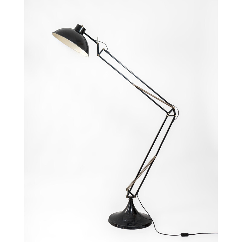 Industrial enameled floor lamp, Spain 1970s