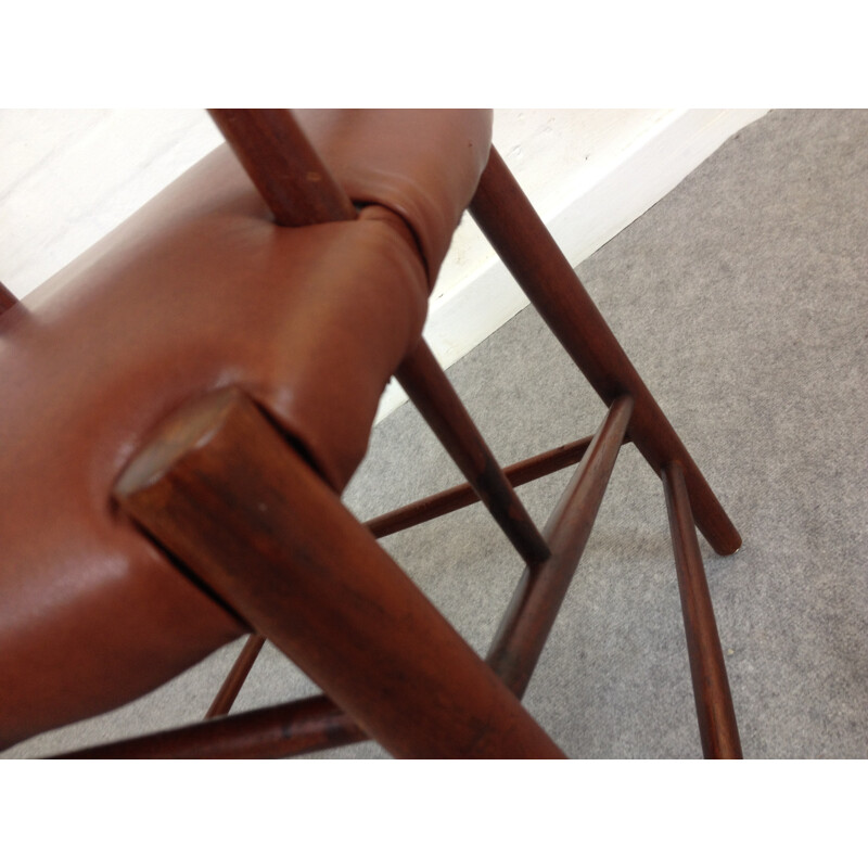 Soborg armchair in teak and brown leather, Peter HVIDT & Orla MOLGAARD-NIELSEN - 1960s