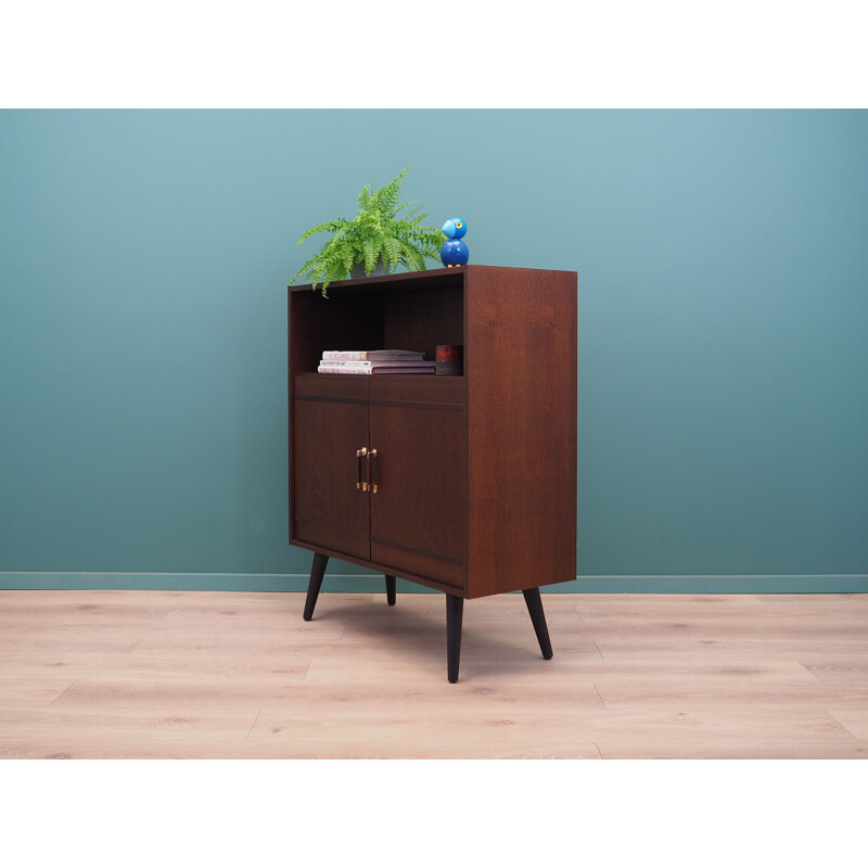 Oakwood vintage cabinet with classic solution of opening doors, Denmark 1980s