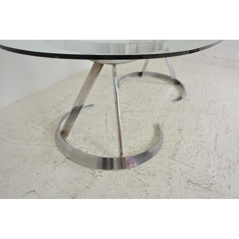 Table vintage en verre transparent de Boris Tabacoff pour Mobilier Modulaire Moderne, 1970