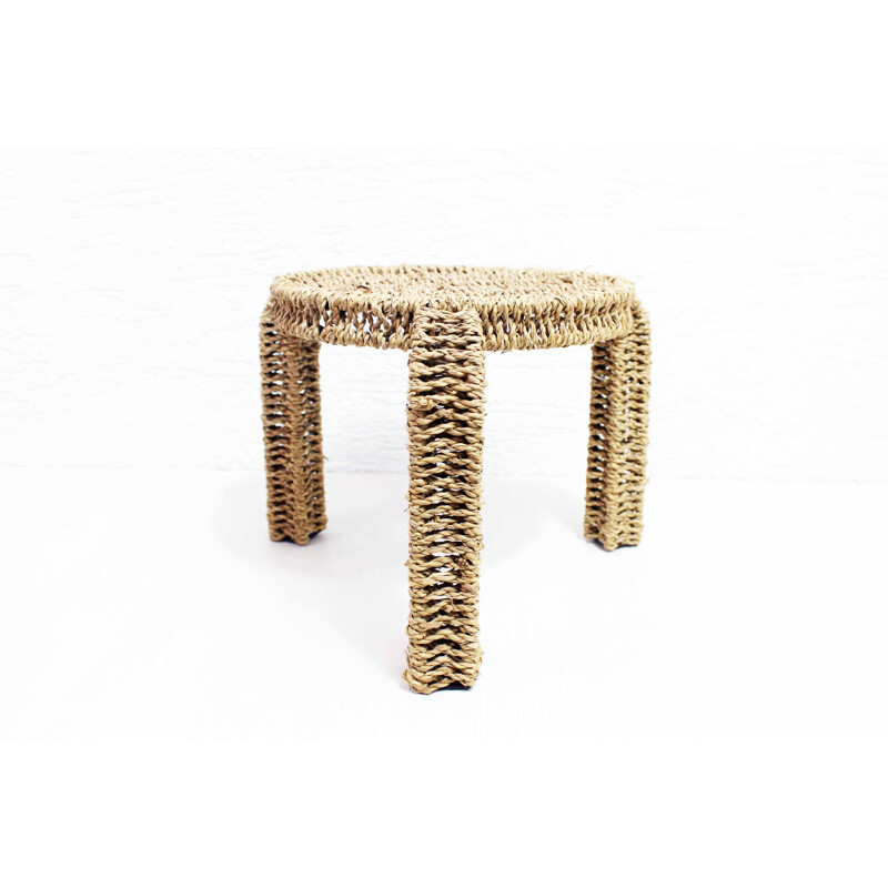 Vintage metal and rope stool, 1970