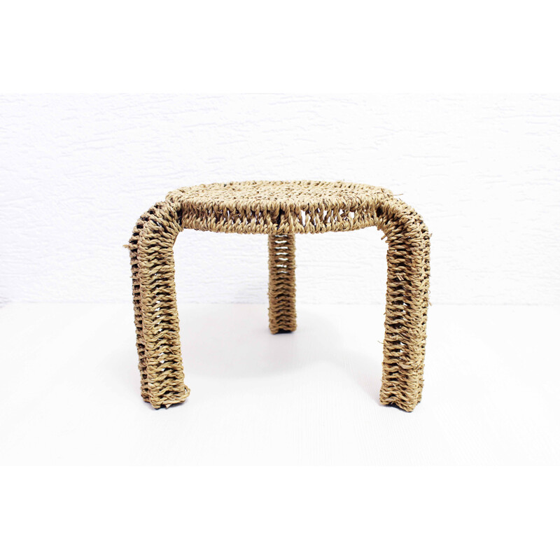 Vintage metal and rope stool, 1970