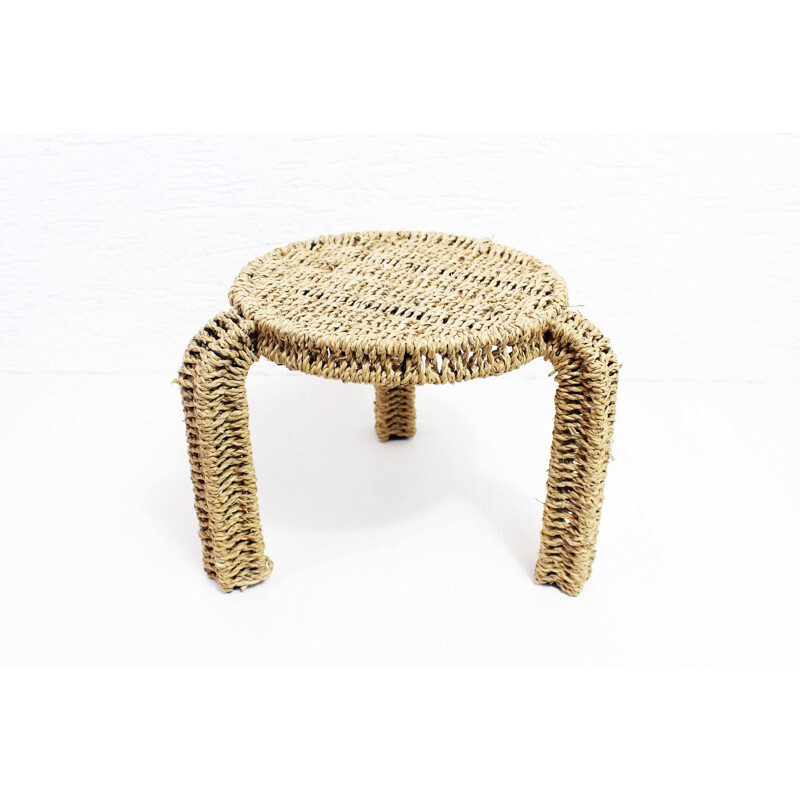 Vintage metal and rope stool, 1970