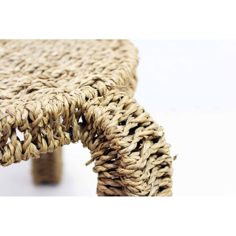 Vintage metal and rope stool, 1970