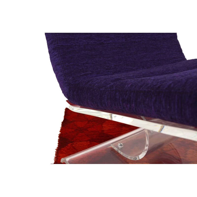 Vintage Plexiglas and purple velvet armchair, 1970