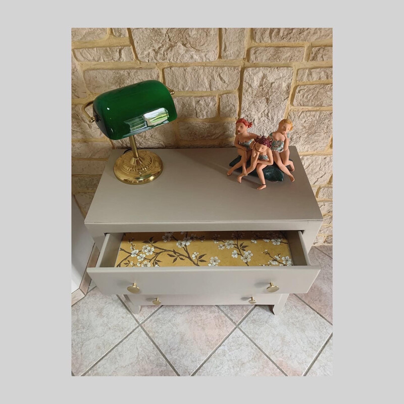 Commode vintage en lin mat