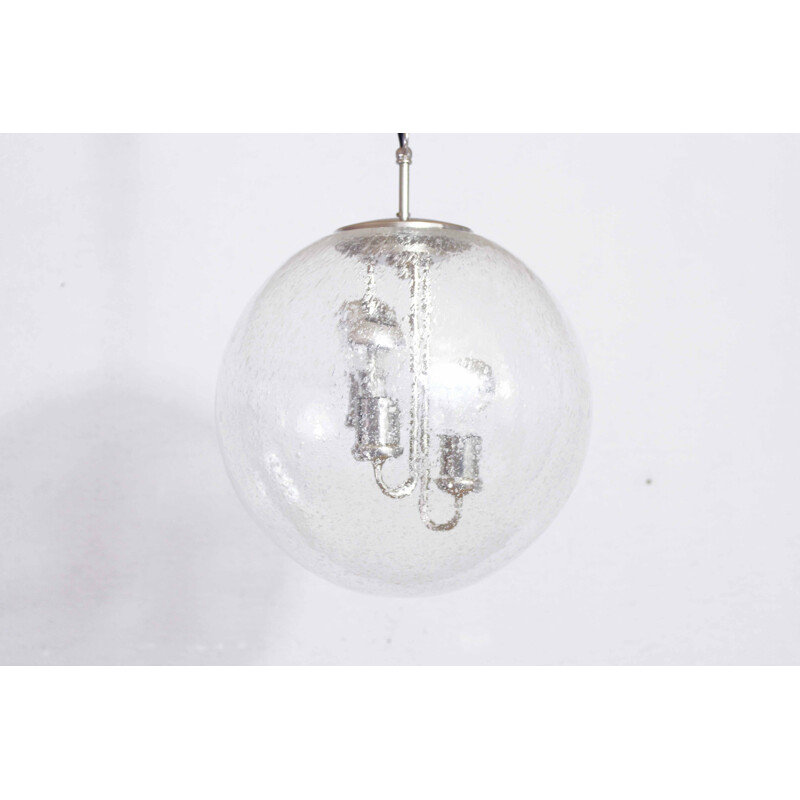 Lámpara de suspensión vintage de cristal y metal cromado de Born Leuchten, 1970