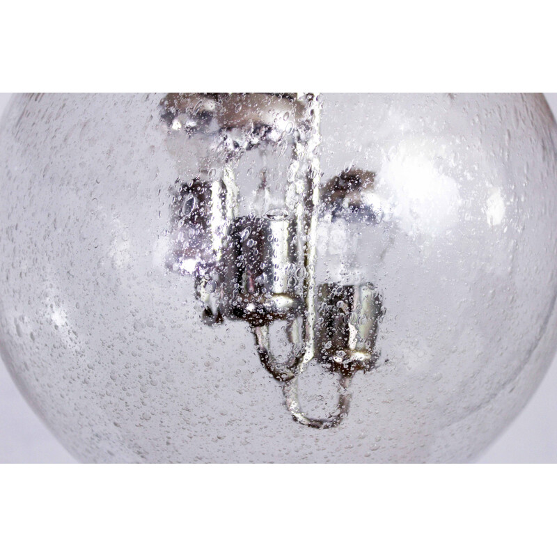 Lámpara de suspensión vintage de cristal y metal cromado de Born Leuchten, 1970