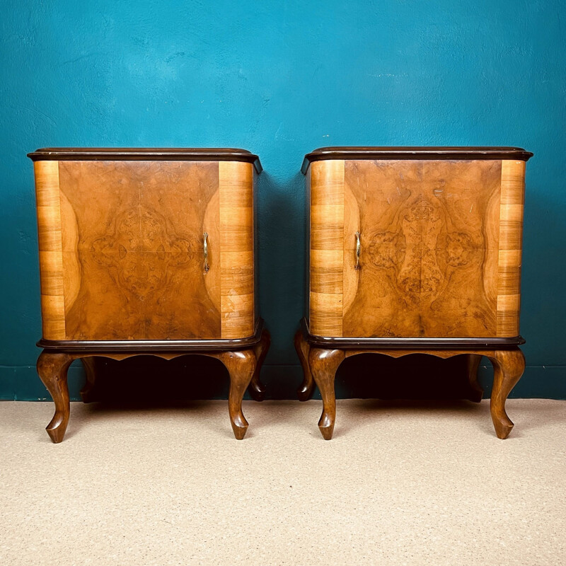 Pair of vintage wood night stands, Italy 1950s