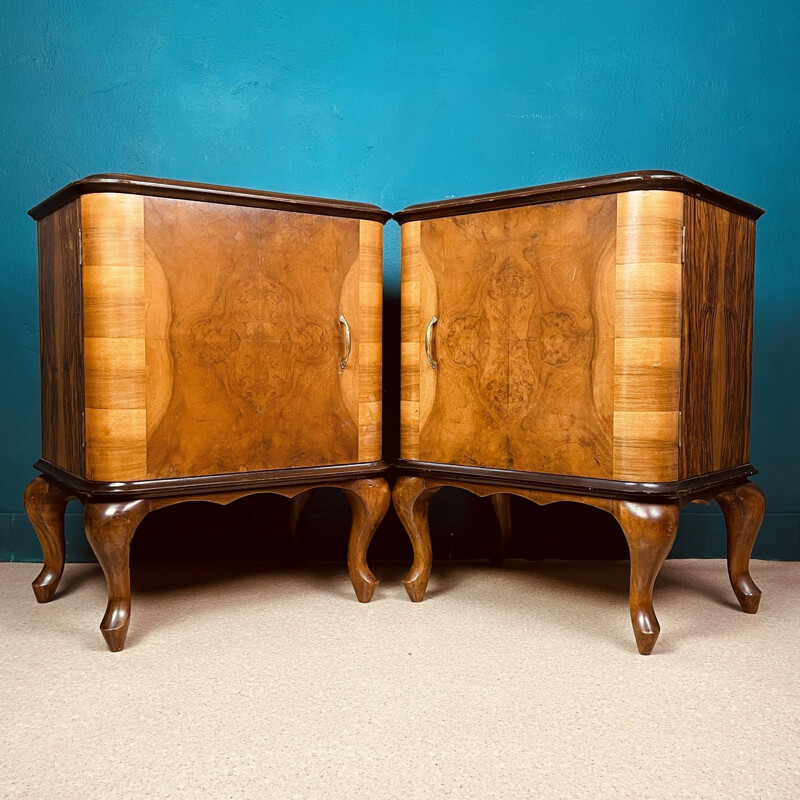 Pair of vintage wood night stands, Italy 1950s