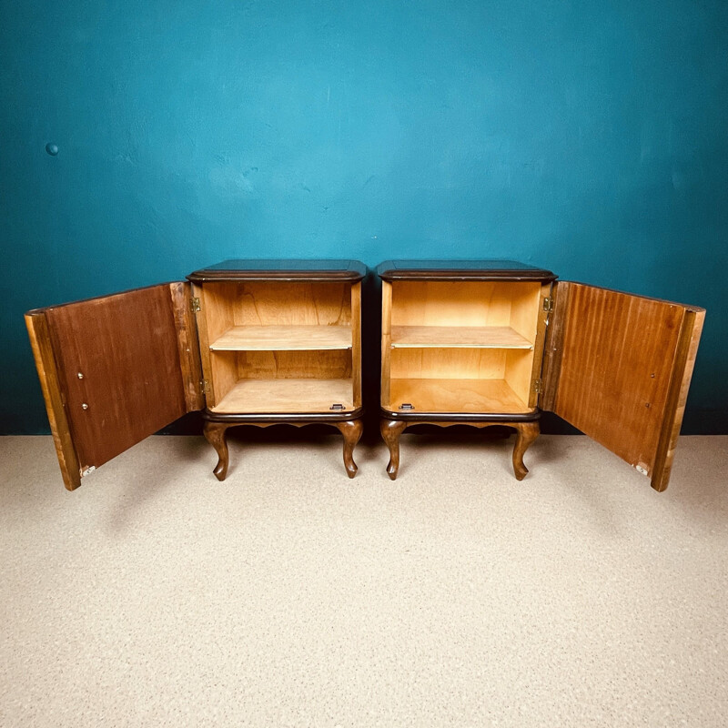 Pair of vintage wood night stands, Italy 1950s