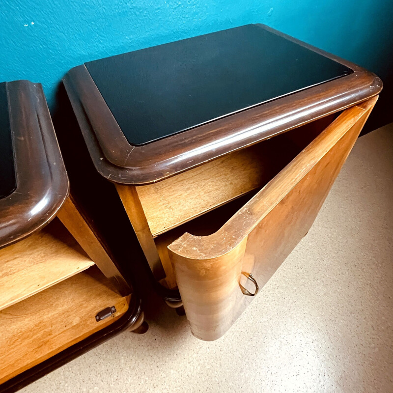 Pair of vintage wood night stands, Italy 1950s