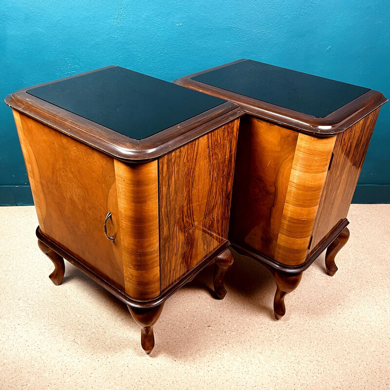 Pair of vintage wood night stands, Italy 1950s