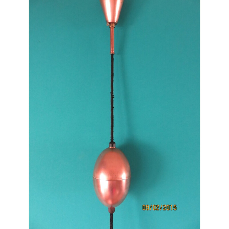 Vintage copper pendant lamp, Denmark 1950