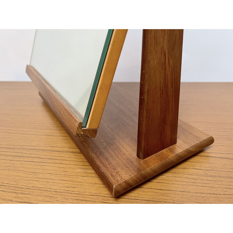 Mid century tilting face mirror with teak frame